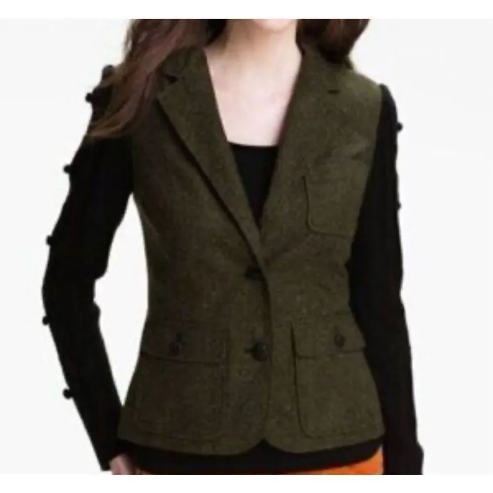 Kensie wool blend tweed popcorn knit sleeve blazer m